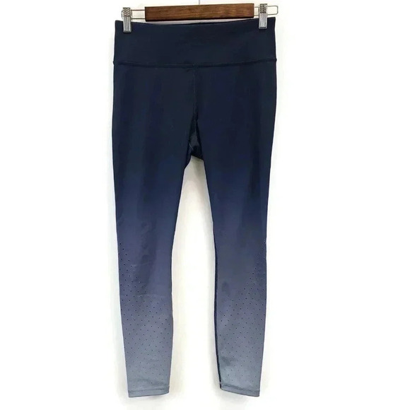 Athleta Womens Contender Aero Leggings Size S Blue Ombre Cropped Stretch - Picture 1 of 10